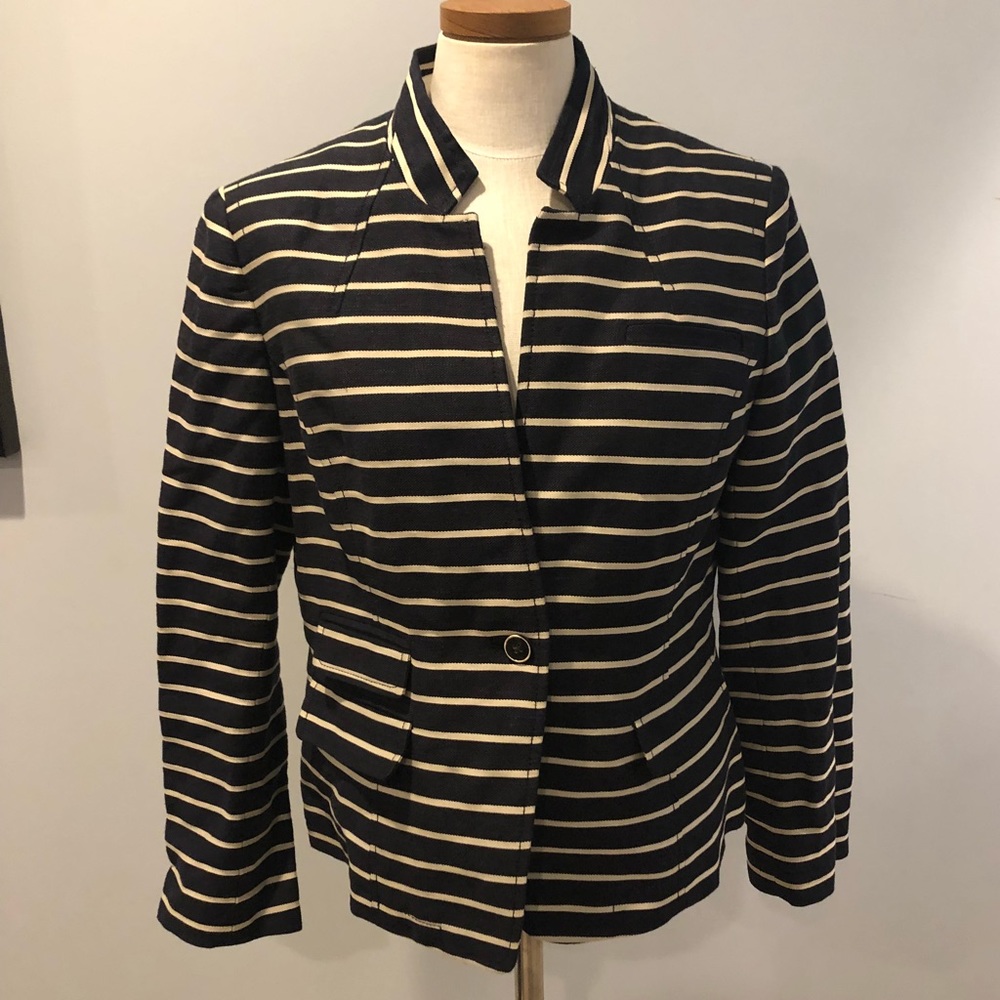 Banana Republic Navy Blue and White Blazer
